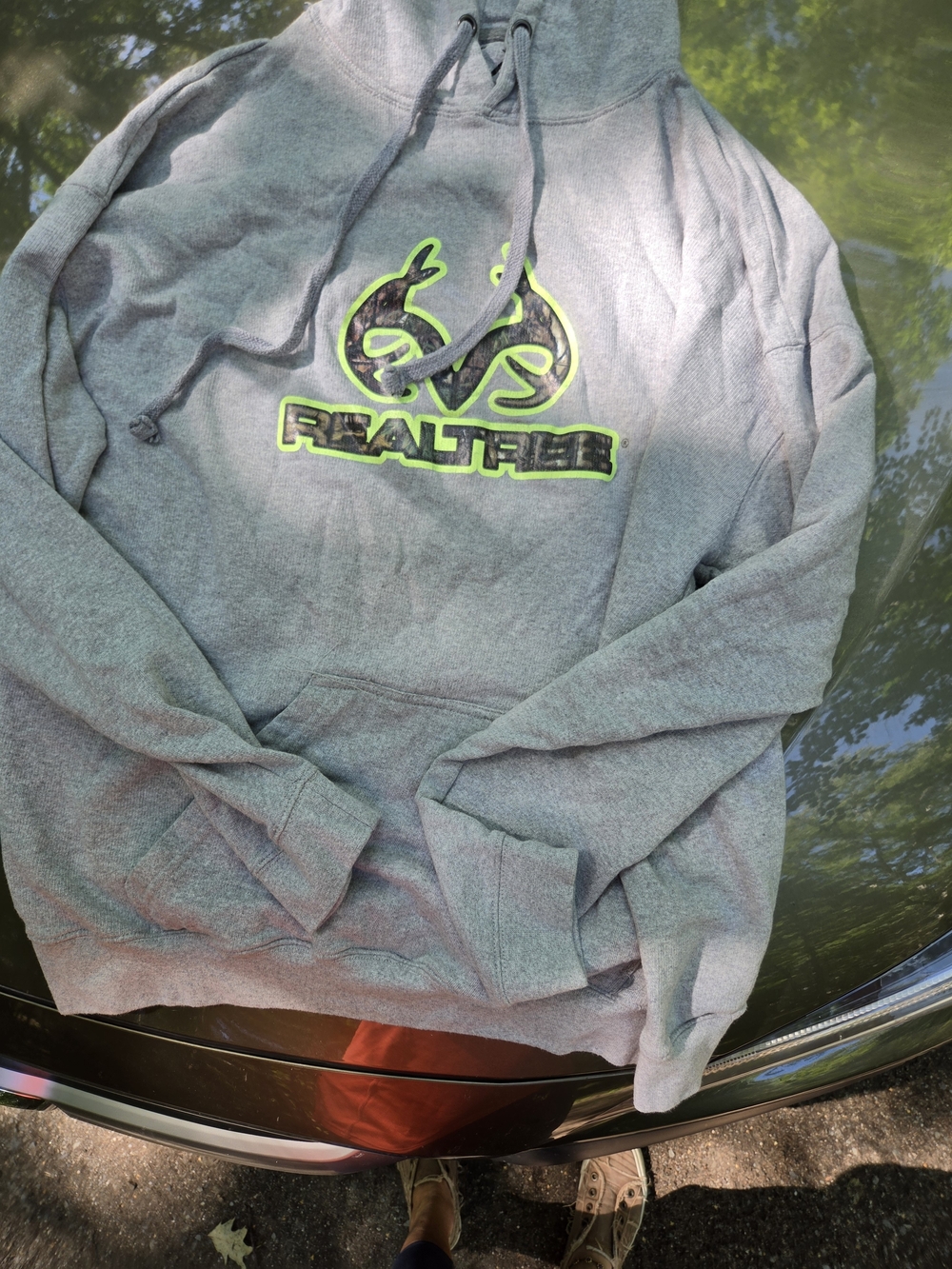 Realtree Hoodie - Gray with Neon Green Logo